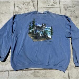90s Vintage Canis Lupus Wolf Nature Crewneck - Used Condition